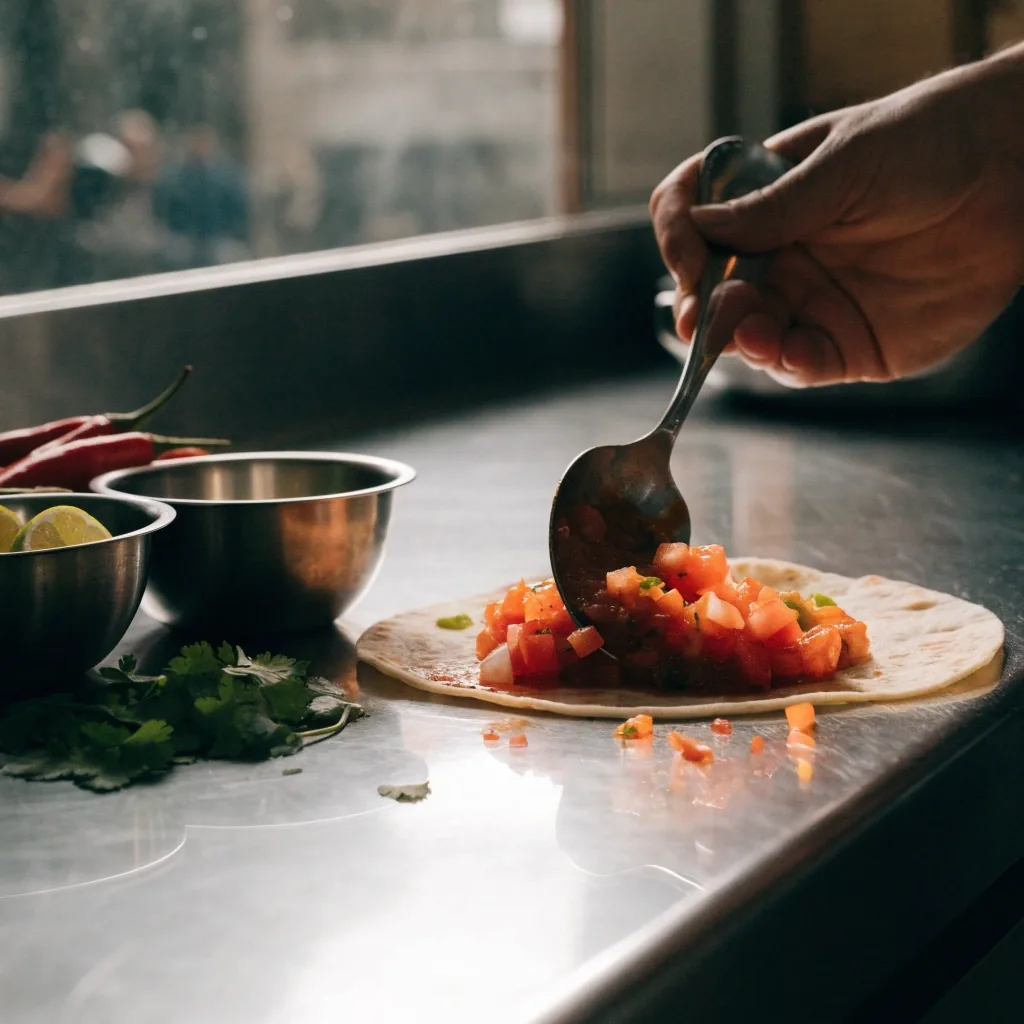 Fresh salsa ingredients prepared in a Mexican kitchen
