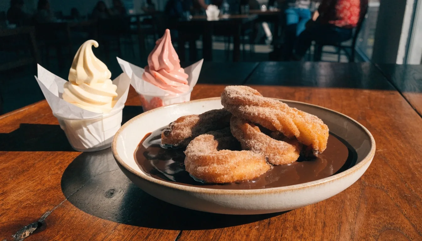 Churros and soft serve to finish a group order