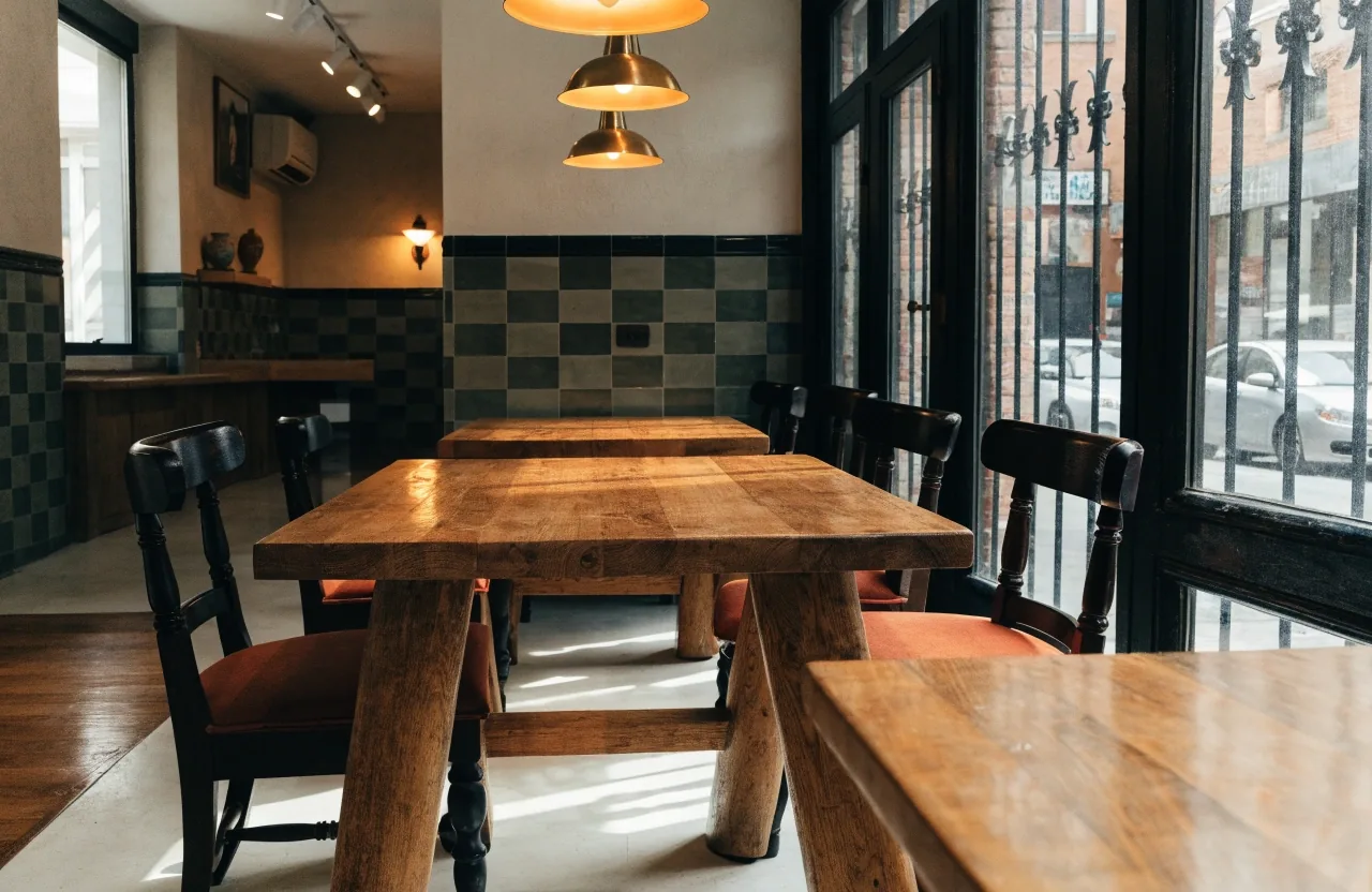 Inside the Spencer Street restaurant before the lunch rush