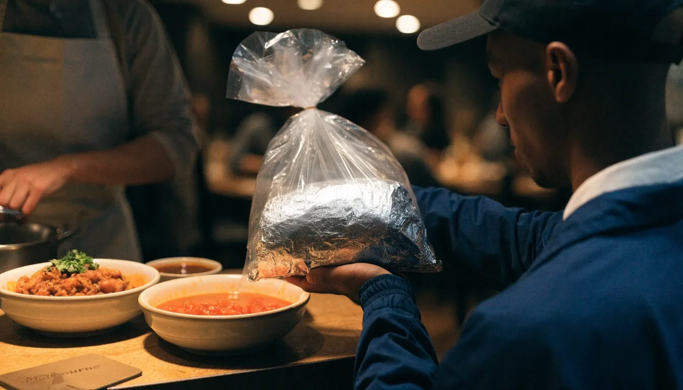 Service pass with salsas and slow-cooked fillings under warm light
