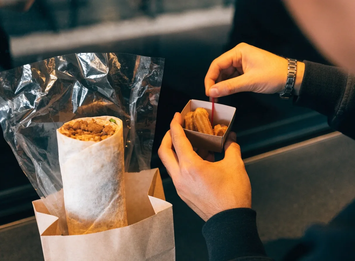 Dessert packed separately from hot mains in a delivery bag