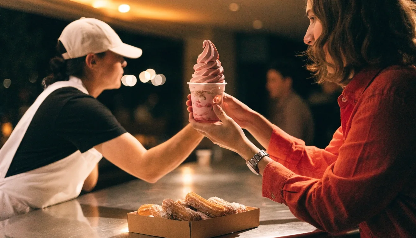 Evening pickup with churros near Spencer Street in Melbourne