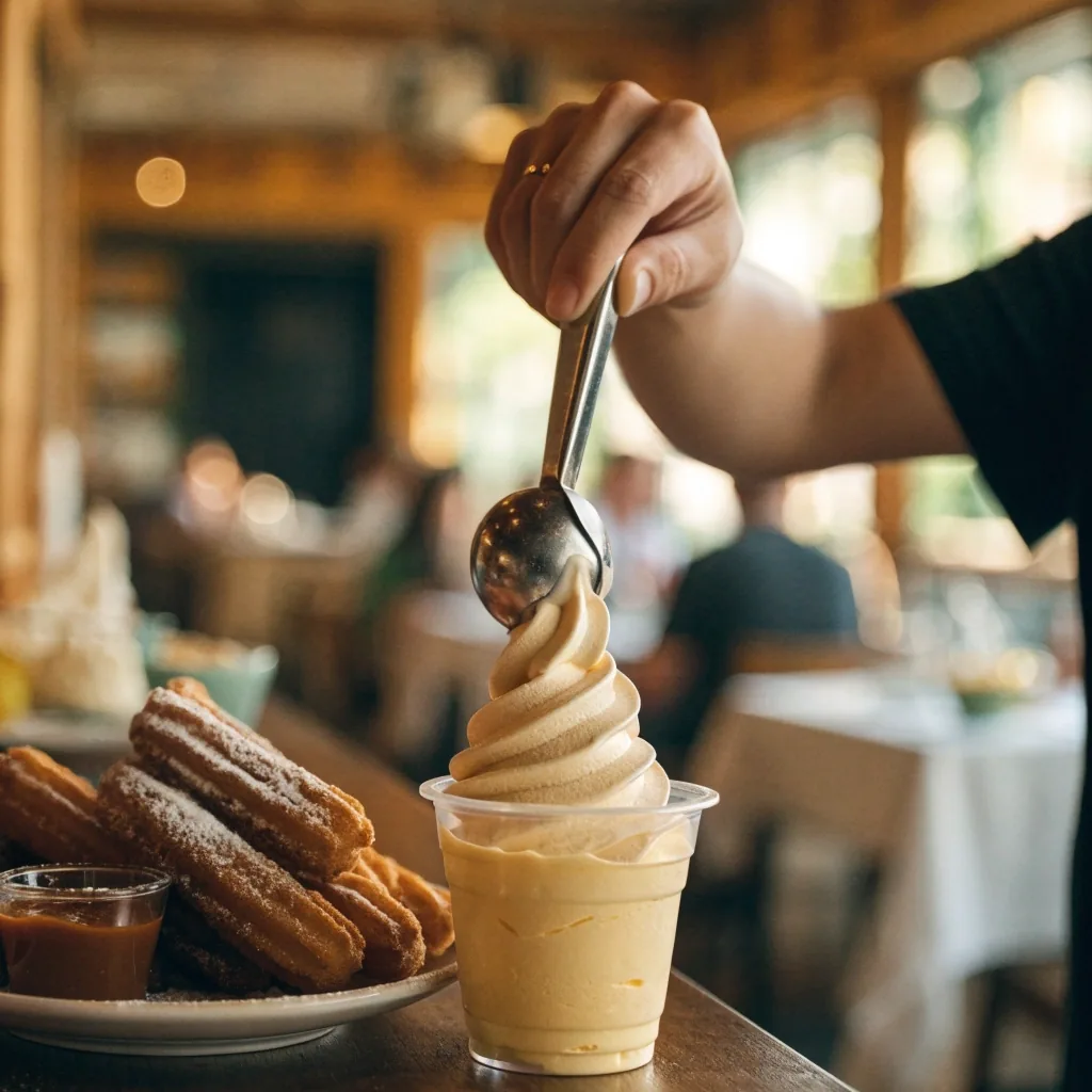Cinnamon churros with dulce de leche dipping sauce