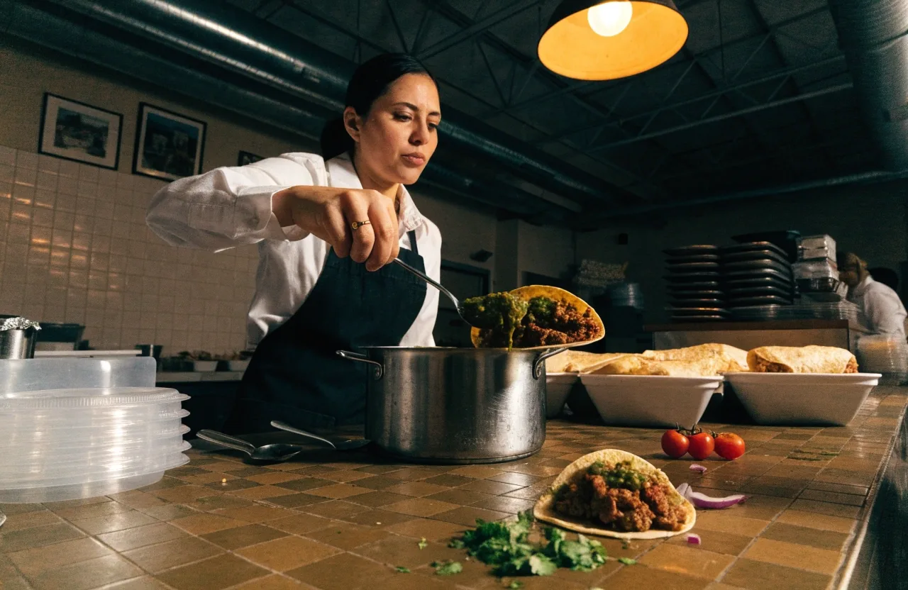 Fresh salsas spooned over Guzman y Gomez fillings