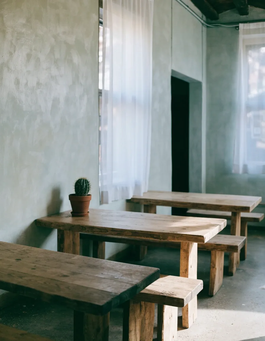 Quiet dining room of a Melbourne Mexican eatery in daylight