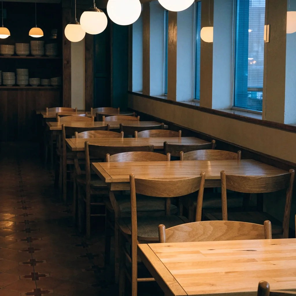 Calm dining room of the Melbourne shop after service